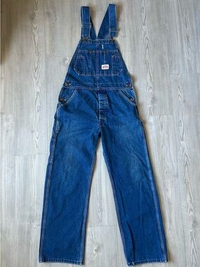 Relaxed Dark Blue Denim Overalls - Men's